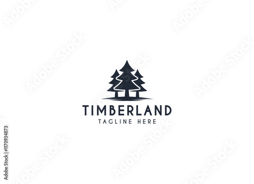 Silhouette of three pines tree similar with evergreen fir conifer spruce cedar larch cypress tree. Forest Landscape classic vintage logo design