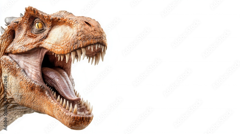 Obraz premium A close up of a dinosaur head with its mouth open