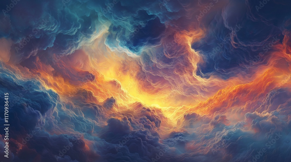 Fototapeta premium beautiful corolful clouds fire in the night