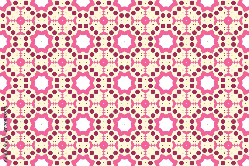 Vibrant Geometric Pink and Cream Seamless Pattern. Vibrant Geometric Pink and Cream Seamless Pattern.
