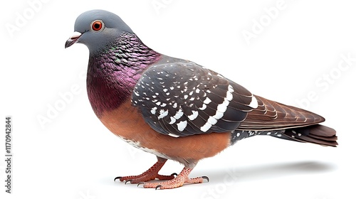 Speckled Pigeon Columba guinea reddishbrown pigeon white speckles on wings perched on a flat surface isolated on a transparent background for creative use photo