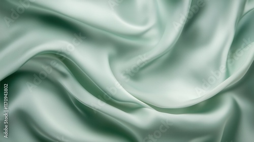 Wallpaper Mural A close up shot of a green satin fabric Torontodigital.ca