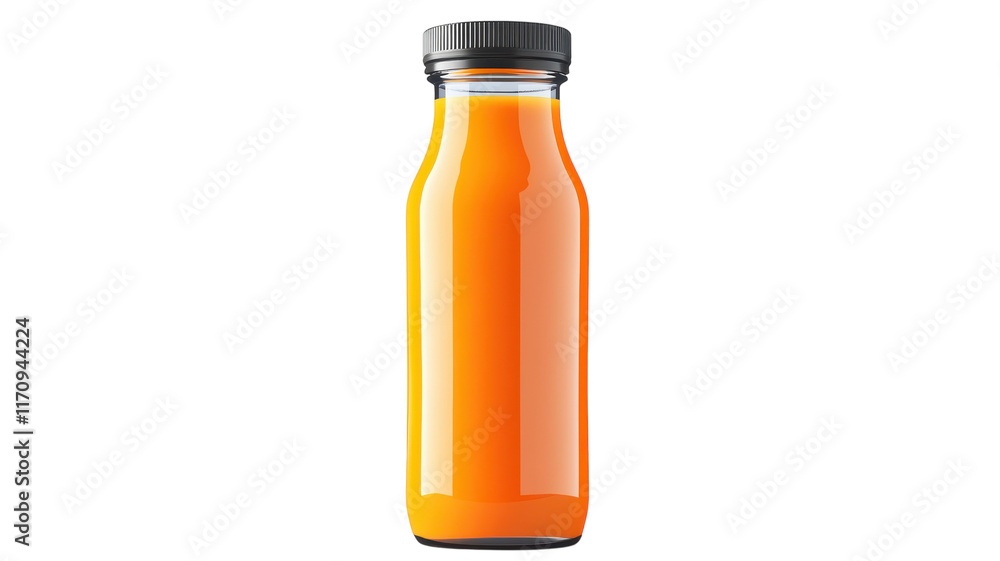 Fresh and Healthy Carrot Juice in a Bottle Isolated on Transparent Background, Perfect for Healthy Lifestyle Promotions and Beverage Advertisements.
