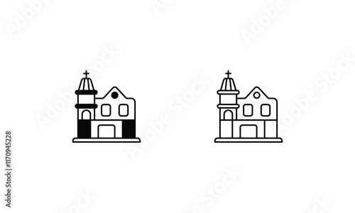 Monserrate Sanctuary  icons set vector stock illustration