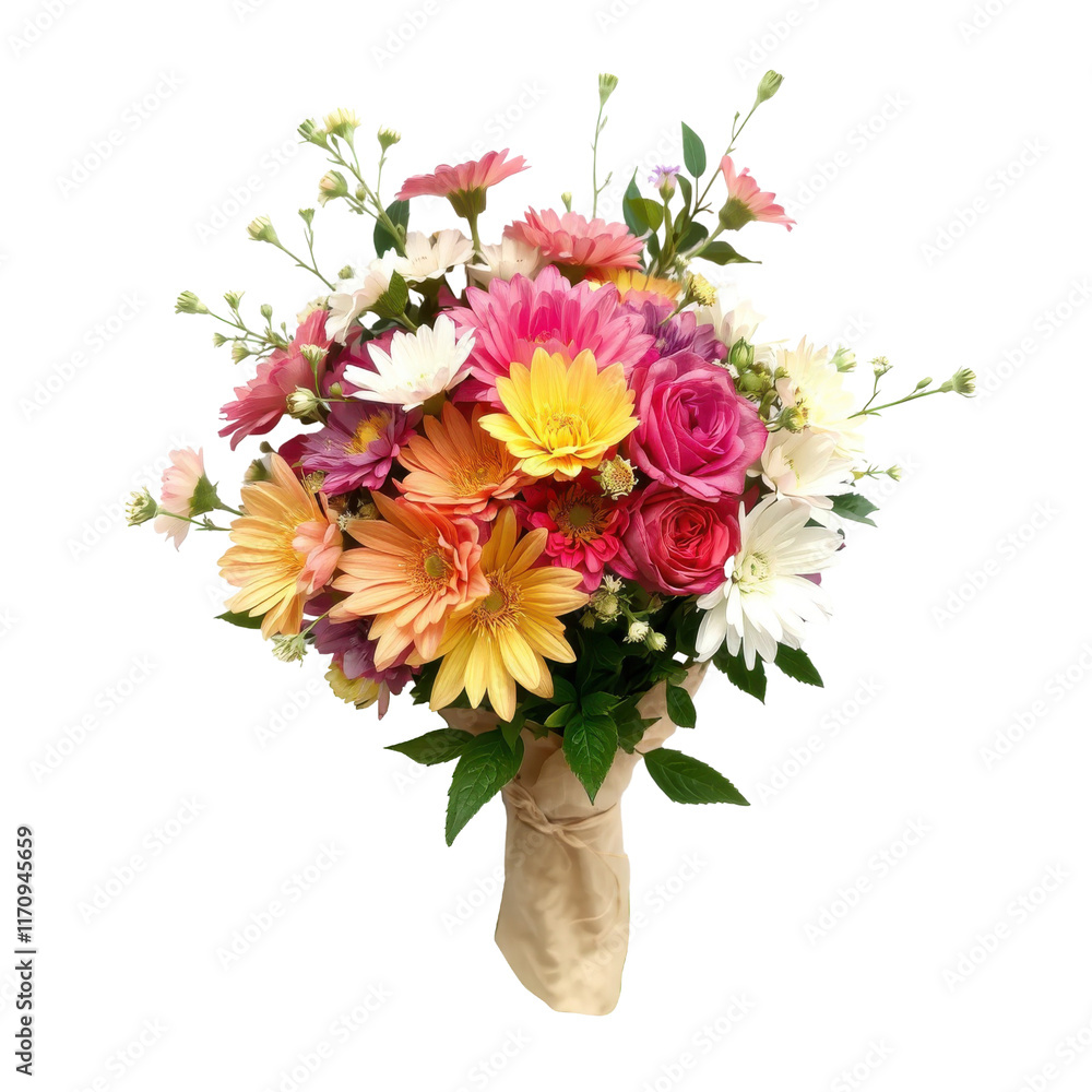 Beautiful fresh flowers bouquet isolated on transparent background Beautiful fresh flowers bouquet isolated on transparent background