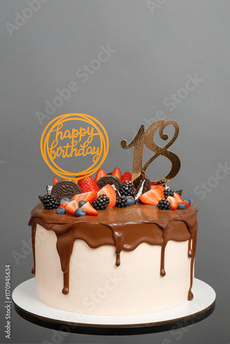 Festive birthday cake. 18th birthday