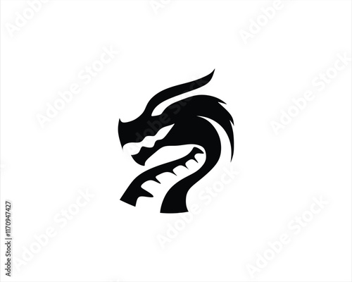 black dragon image vector illustration logo design