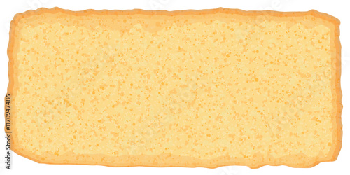 Abstract piece of butter sponge cake isolated cross section view graphic illustration.