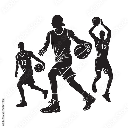 basketball player jumping stylized vector silhouette photo