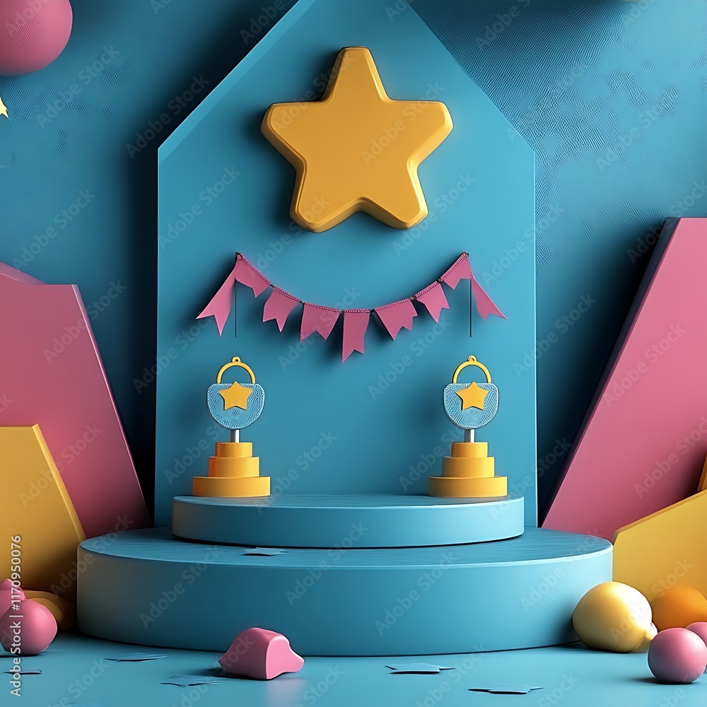 Festive Stage Design With Star and Awards