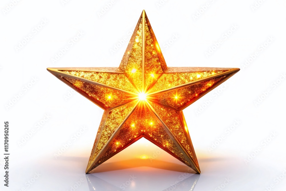 Obraz premium Luminous Christmas Star Isolated on White, Low Light Festive Background