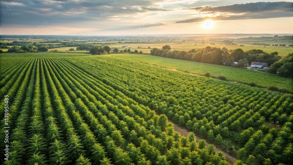 Lush Green Cannabis Field Aerial View: High-Resolution Stock Photo Lush Green Cannabis Field Aerial View: High-Resolution Stock Photo