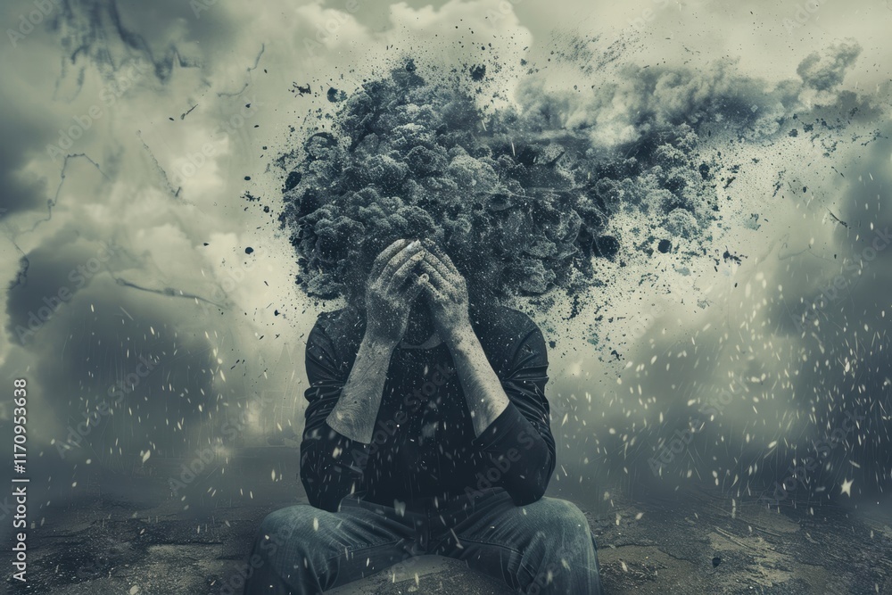 Obraz premium A concept symbolizing stress and mental health challenges.