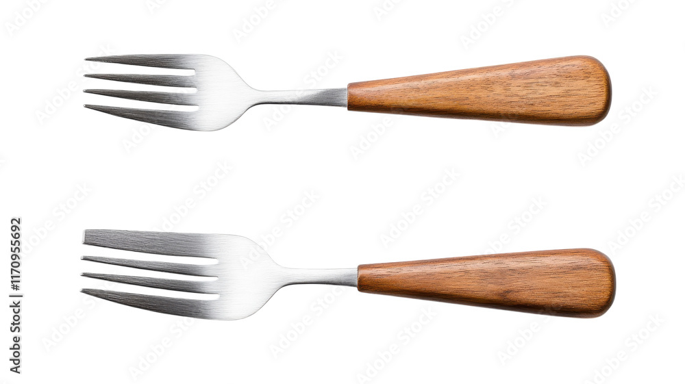 Fototapeta premium High-Quality Fork with Wooden Handle Isolated on Transparent Background for Culinary and Food-Related Design Projects.