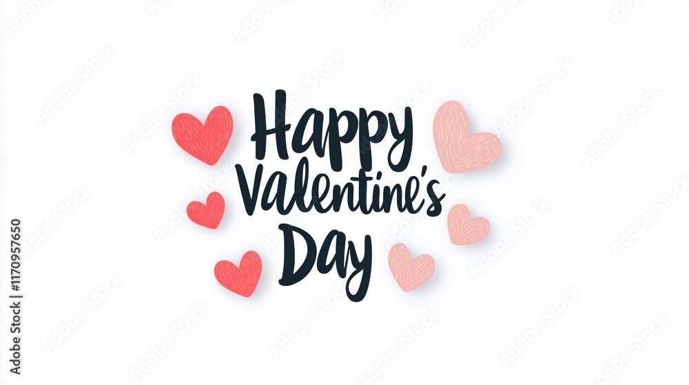 Minimalistic Valentine's Day card with red and pink hearts illustration Minimalistic Valentine's Day card with red and pink hearts illustration
