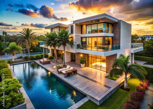 Wallpaper Mural Luxurious New Construction Homes in South Florida - Modern Waterfront Property Torontodigital.ca