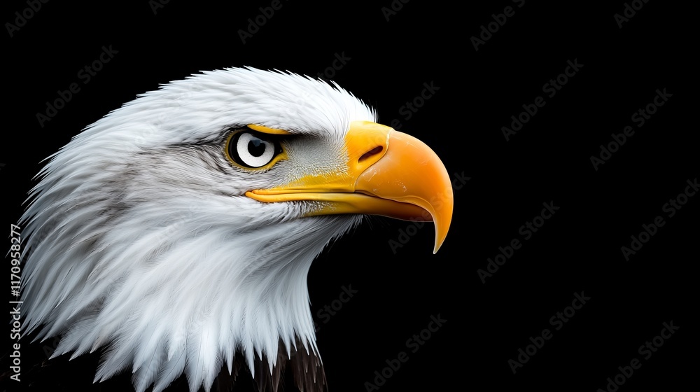 A bald eagle with a black background A bald eagle with a black background