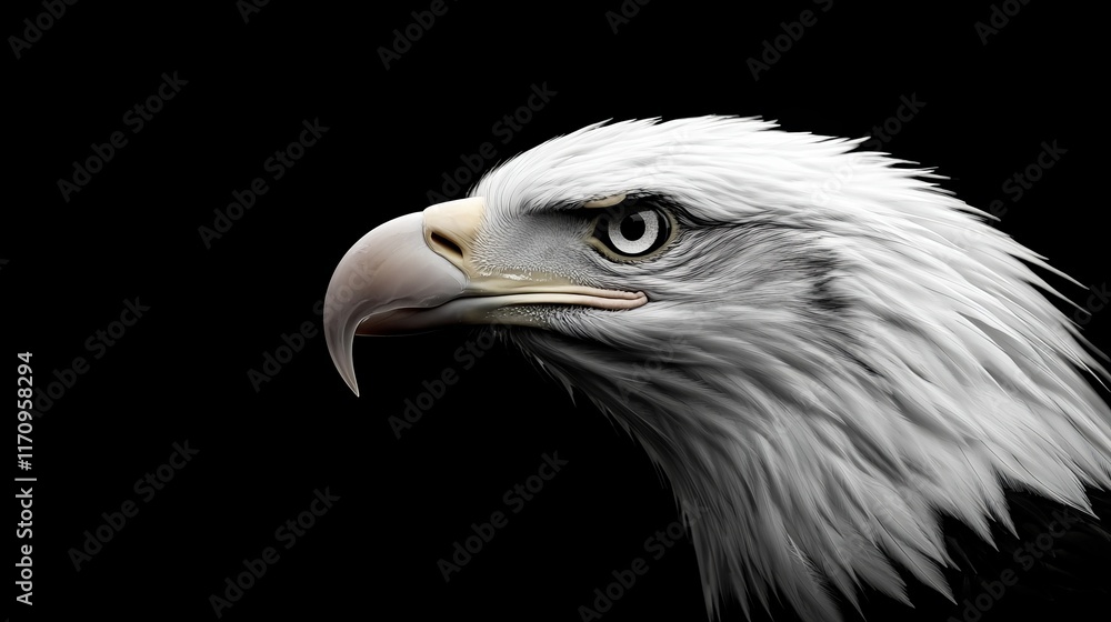 Obraz premium A bald eagle with a black background