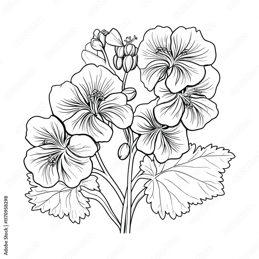 Obraz premium Elegant Silhouette Floral Flower Line Art Vector Illustration