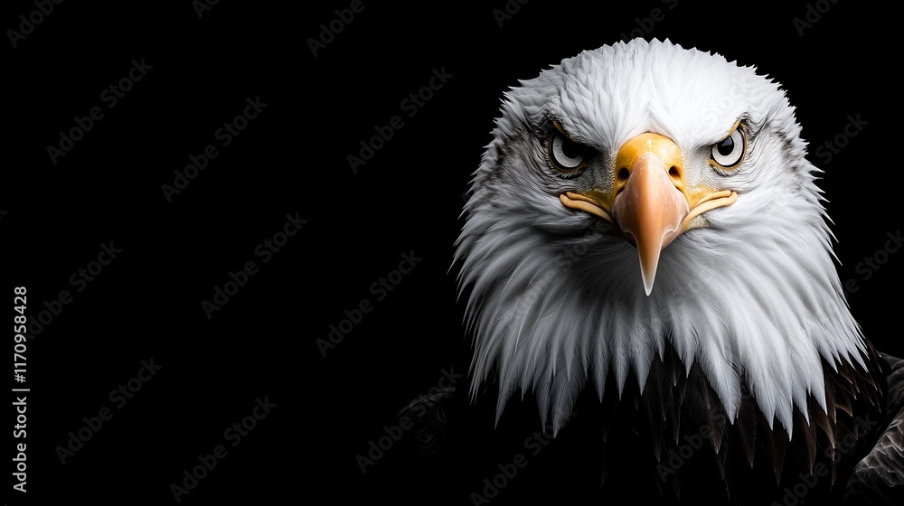 A bald eagle with a black background A bald eagle with a black background