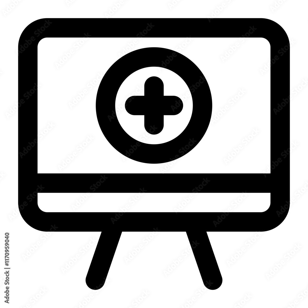 Fototapeta premium Computer screen icon showing medical cross sign