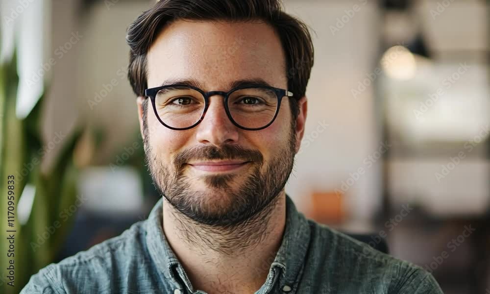 Portrait of a Smiling Man in Office Setting Portrait of a Smiling Man in Office Setting