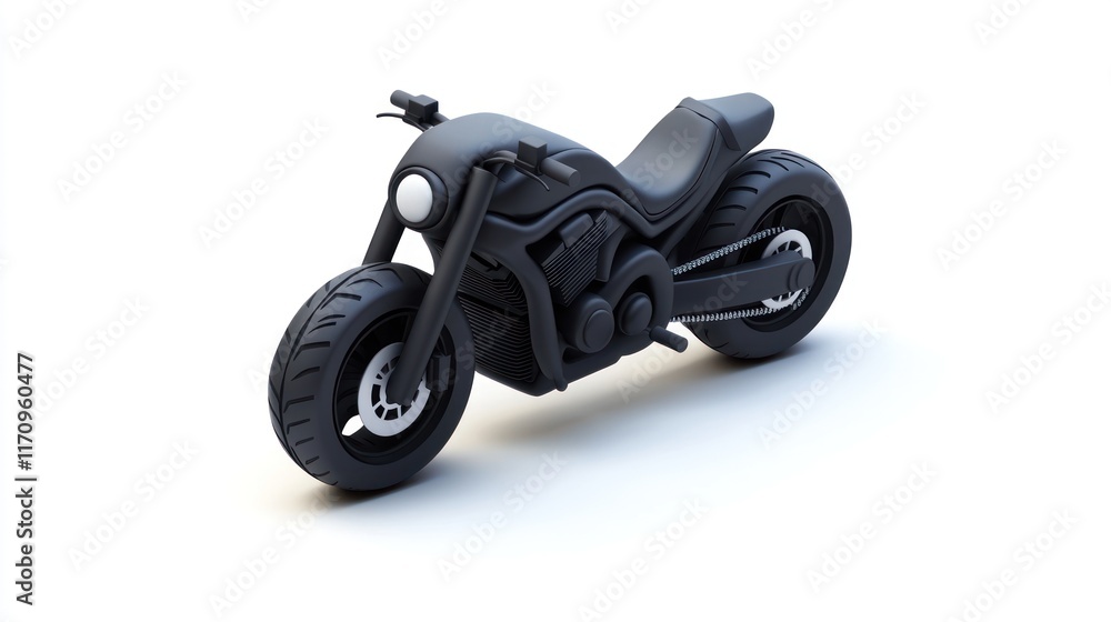 Black motorcycle, side view, isolated on white background. Black motorcycle, side view, isolated on white background.