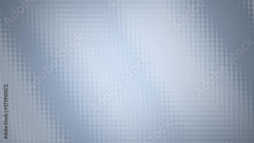 Seamless looping pale blue prismatic background. Repeating backdrop animation of glowing bands refracted through square grid.