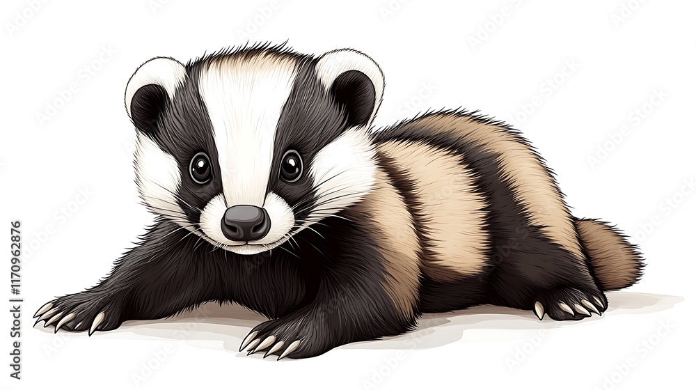 Adorable Baby Badger Cub Lying Down Resting