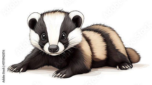 Adorable Baby Badger Cub Lying Down Resting