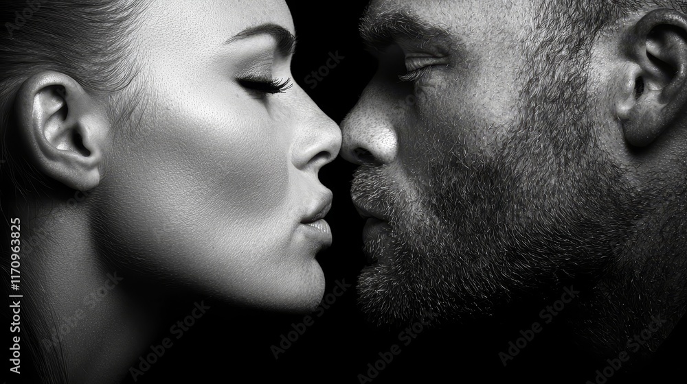 A man and a woman are kissing in the dark A man and a woman are kissing in the dark