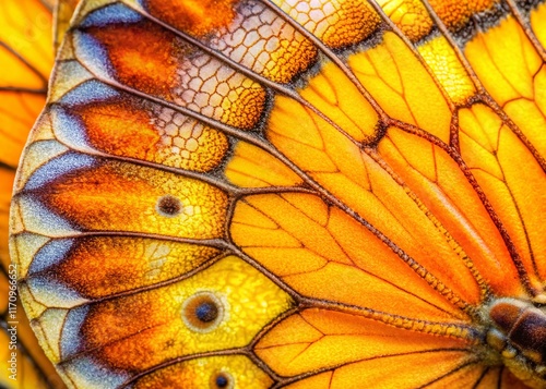 Macro Photography: Apricot Sulphur Butterfly Wing Detail, Vivid Colors, Nature Close-up photo