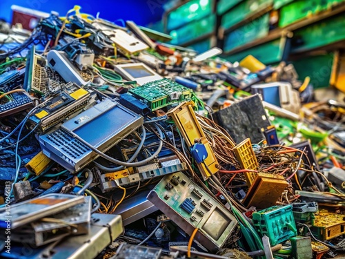 Recycling Electronic Waste: A Pile of Old Gadgets Ready for Responsible Disposal photo