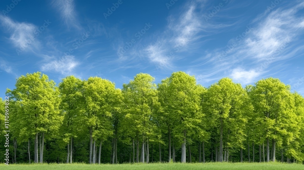 Obraz premium A group of trees that are standing in the grass