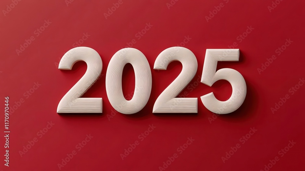 White 2025 digits on red background. White 2025 digits on red background.