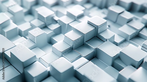 Fototapeta Naklejka Na Ścianę i Meble -  Abstract 3d rendering of chaotic metallic cubes. Futuristic background.