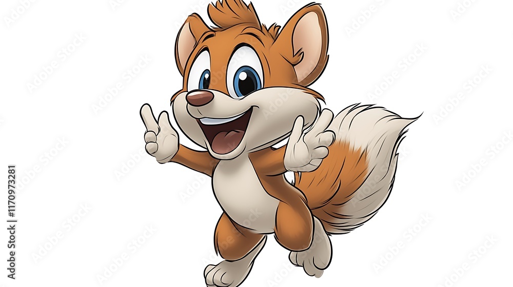 Happy Cartoon Squirrel Character Showing Two Thumbs Up