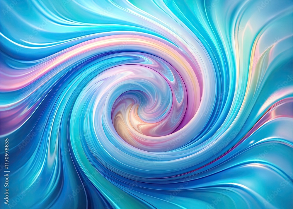 Obraz premium Abstract light blue spiral art: a creative, swirling pattern with a dreamy texture.