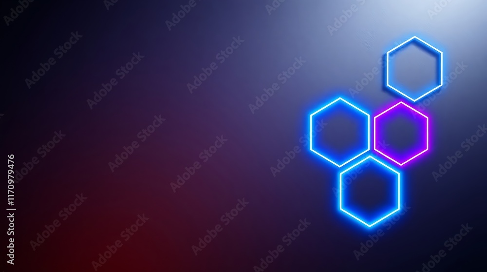 hexagon pattern with glowing lights and connecting lines. hexagon pattern with glowing lights and connecting lines.