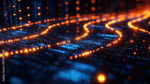 Wallpaper Mural Abstract digital data flow with glowing particles. Torontodigital.ca