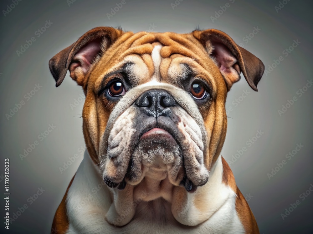 Majestic English Bulldog, Minimalist Portrait, Kingly Canine Majestic English Bulldog, Minimalist Portrait, Kingly Canine