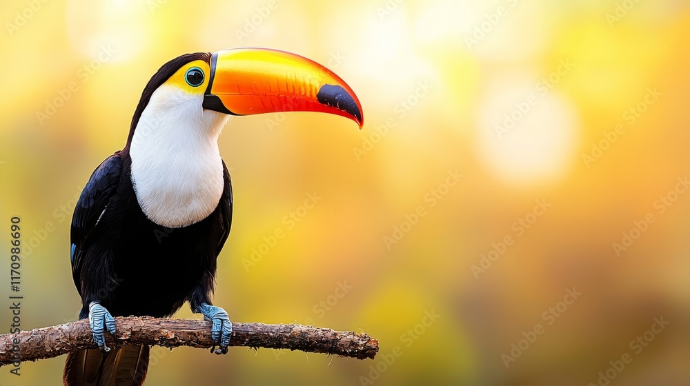 Fototapeta premium A colorful toucan perched on a tree branch