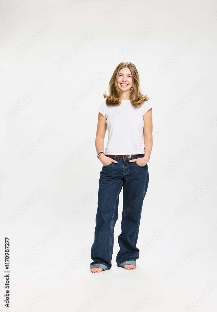 Studio portrait of teenager jumping. Studio portrait of teenager jumping.