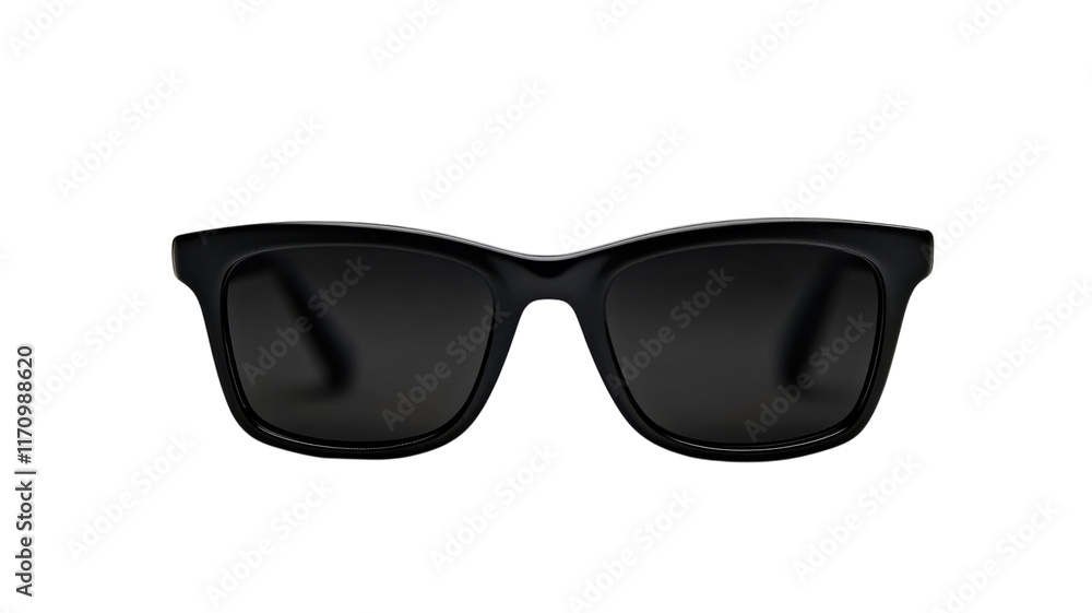 A Sleek Pair of Black Sunglasses on a White Background Ideal for Fashion and Accessory Promotion. A Sleek Pair of Black Sunglasses on a White Background Ideal for Fashion and Accessory Promotion.