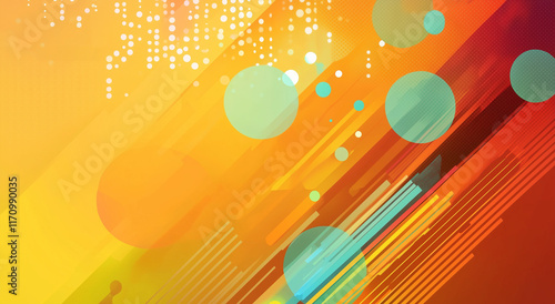Vibrant Abstract Orange Yellow Gradient Design With Dynamic Circles And Lines
