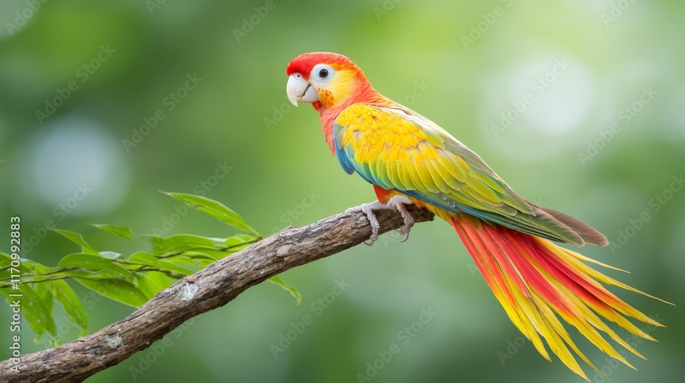 A colorful parrot perched on a tree branch A colorful parrot perched on a tree branch