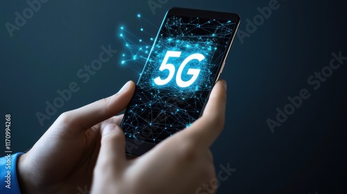 Mobile Device Displaying 5G Network Speed Testing
