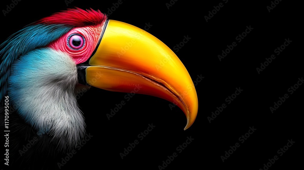 Obraz premium A colorful toucan with a black background