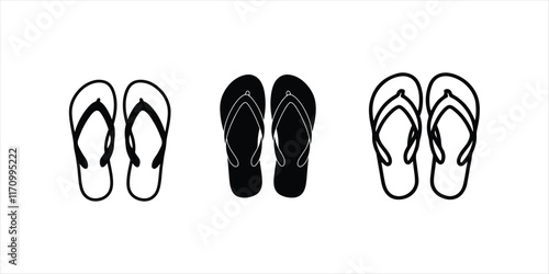 flip flop and sandal set illustration on white background. flip flop and sandal set  vector.