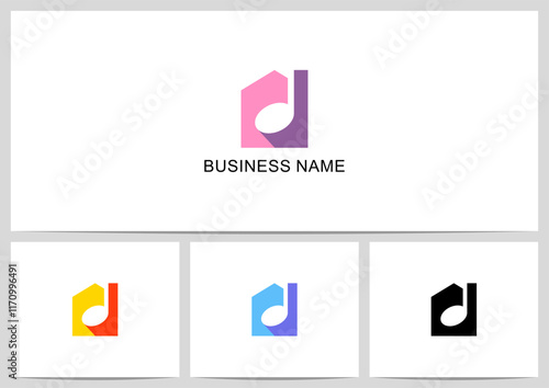 House Music Note Key Logo Design